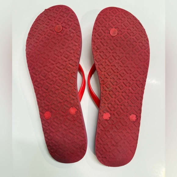Tory Burch Red Nantucket Daisy Floral Flip‎ Flop Sandals Size 9 - Picture 8 of 9